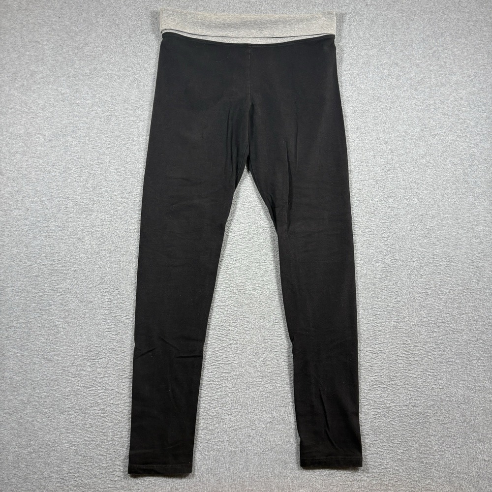 Victorias Secret Foldover Waist Leggings Womens Large Black Gray Stretch Pants